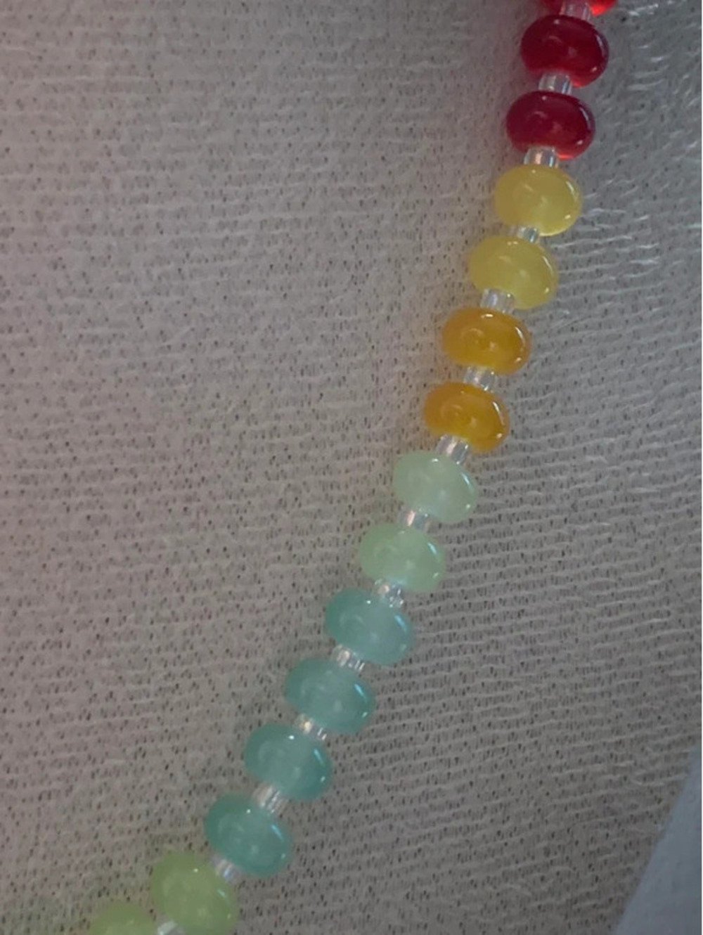 Rainbow Frosted Glass Beaded Necklace Colorful Handmade Statement Jewelry - Picture 2 of 3